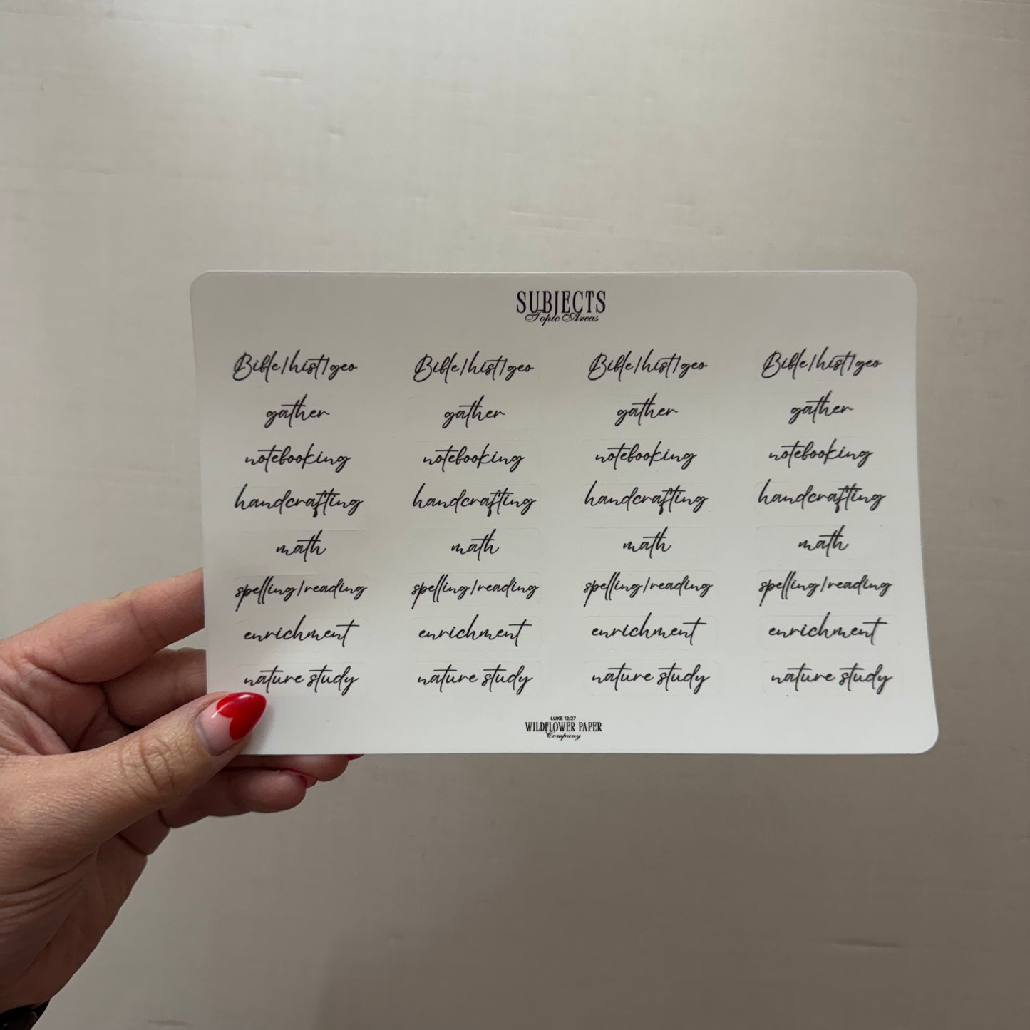 Custom Subject Planner Stickers